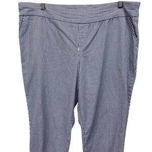 SOUTHERN LADY Blue White Stripe Cropped Pants Womens Sz 14 Elastic Waist Stretch